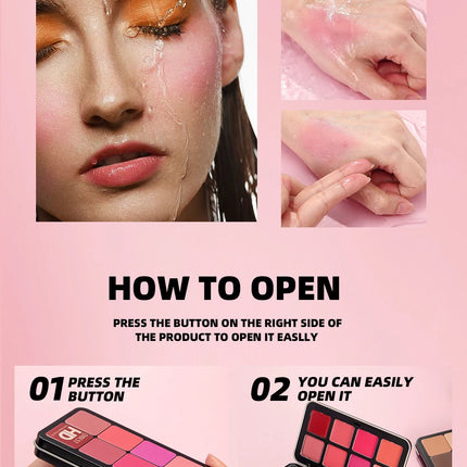 QIBEST 16 Colors Box Blusher Plate Multi-Color Cream Blush Plate Concealer Contour And Highlighter Palette Makeup Blush Face