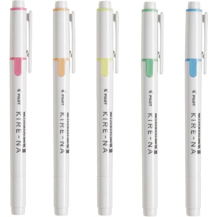 PILOT KIRE-NA Highlighter Pen Set Dual Tip Colroed Highlighter Pastel/Basic Chisel/Fine Tip, Quick-Dry Pigment Ink, SKIW-1-5C1