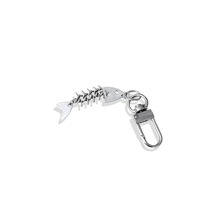 Fish Bone Keychain Funny Fishing Key Pendant Backpack Car Key Ring Hanging Jewelry Decoration Fisherman Gift