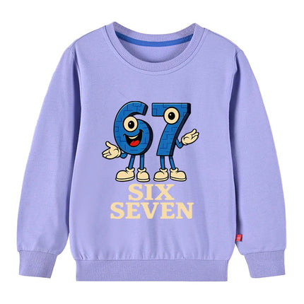 67 Six Seven Funny Digital Graphic Kids Sweatshirt 3-12Years Children's Hoodie Boys Casual Long Sleeve Tshirt Girls Cute Tops