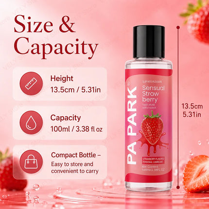 100ml Strawberry Lubricant – Water-Based Personal Lubrication, Portable Travel Size, Smooth Non-Sticky Glide, Intimate Comfort for Couples, Bedroom Fun, Adult Toys, Easy Cleanup, Men & Women, Sensual Gel for Romantic Nights