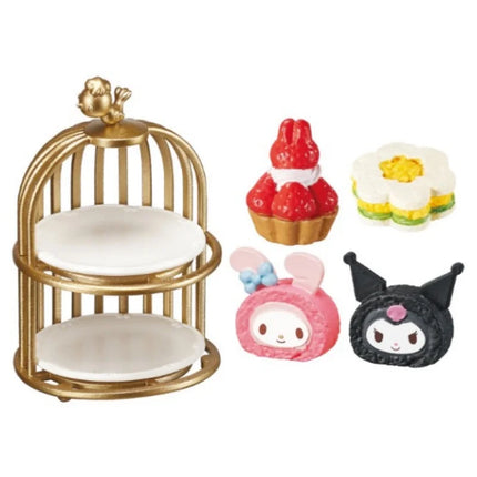 Original Re-Ment Sanrio Miniature Scene Kuromi Melody Afternoon Tea Party Dessert Blind Box   Anime Character Toys Decoration