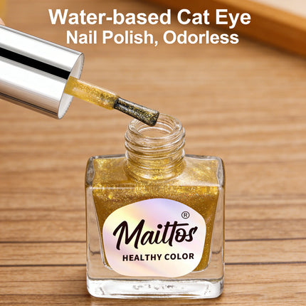 WA531 Shiny 12ml No-bake Cat's Eye Water-based Nail Polish, Oderless, With magnet, It dries quickly No need UV lamp, easy tear