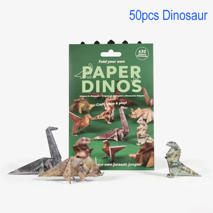 50pcs DIY Paper Cats DIY Origami Paper to Fold Cute Cat Figures Handmade DIY Paper Dinosaur Fun Art Craft Folding Animal Set