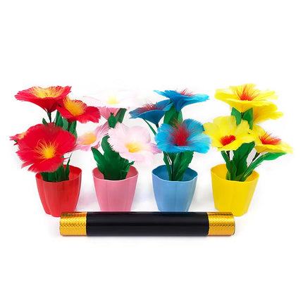 Wand to Four Flower Appearing Flowers in Four Vases Close Up Illusion Magic Tricks Gimmick Props Mentalism Classic Toys Magic