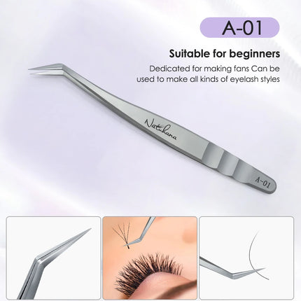 NATUHANA  Eyelash Extensions Tweezers Lash Artists High Precision Stainless Steel Superhard Anti-Static Tweezers Makeup Tools