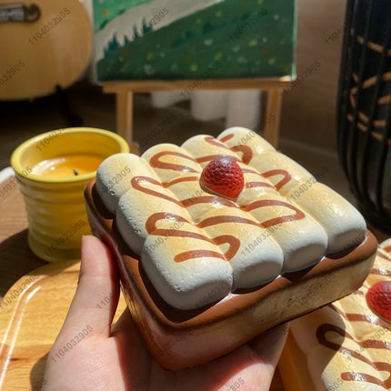Mousse Cake Squishy Toy Slow Rising Brown Sugar Mousse Square Cake Slow Rebound Squeeze Toy Anti Stress Release Hand Relax Gift
