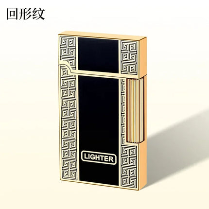 Steel Tone Grinding Wheel Open Flame Gas Lighter Side Slide Oblique Fire Metal Torch Lighter Cigarette Gift Men Gadget Birthday