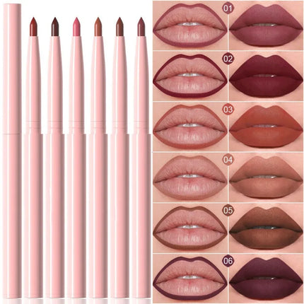 6pcs Lip Liner Pen Set Long-Lasting, Waterproof Sweatproof, Easy Coloring Non-fading Color Rendering Lip Gloss Set Beauty Makeup