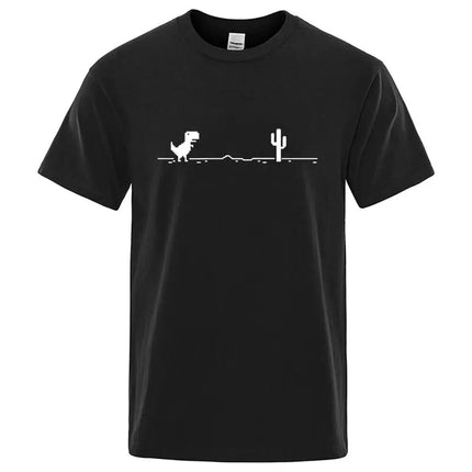 Men's T-shirts Printed Dinosaur Cactus Funny Tops Summer Cotton T-shirt for Men Casual O-Neck Tee Shirts Streetwear Basic Top