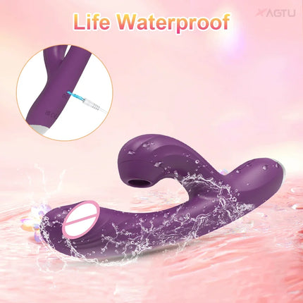 Clit Sucker 2 in 1 Vibrator Dildo for Women G-Spot Clitoris Vacuum Stimulator Heating Dildo  Female Sex Toy Adults Goods 18+