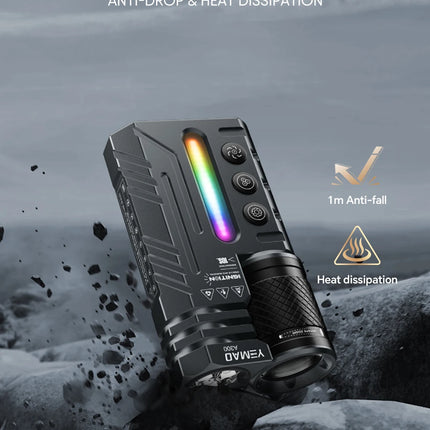 Rechargeable EDC Flashlight, 3500LM Dual-Core LED with Fixed & Zoomable Beams, RGB Ambient Light, Magnetic Base, USB-C Charging