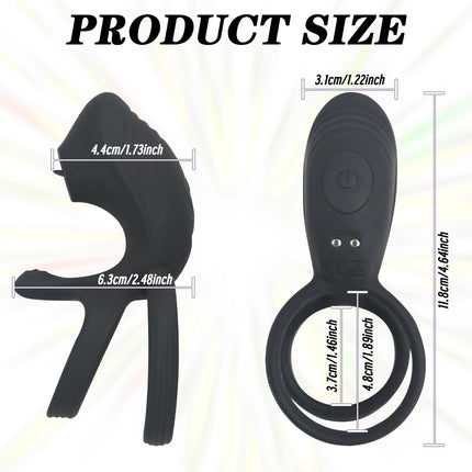 Remote Control Vibrating Cock Ring Ejaculation Delay Penis Ring with Tongue Licking Clit Stimulator Adult Sex Toy for Couples