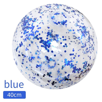 40CM Glitter Inflatable Beach Ball Transparent PVC Sparkle Water Toy 7 Colors Trendy Summer Beach Pool Party Outdoor Play for Ki