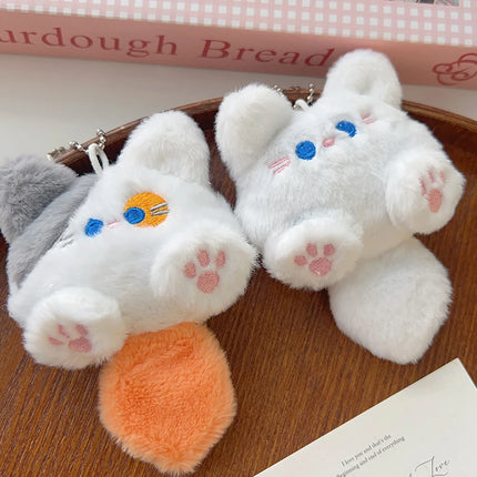 1-4pcs Cute Plush Small Cat Doll Keychain for Couple Soft Cotton Stuffed Animal Keyring Backpack Pendant Decoration Student Gift