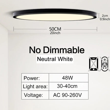 50CM Large Ceiling lamp Smart APP/ Remote Control Dimmable for Bedroom 48W Ceiling Lights AC 110/220V led lights for Living room