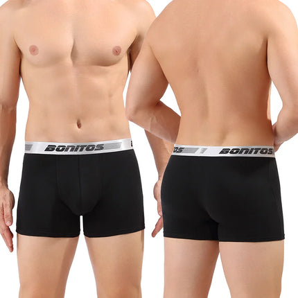 8pcs Black Men's Panties Shorts BONITOS Letter Elastic Waistband Boxer Briefs Cotton Underwear For Man Boxers Men Underpants