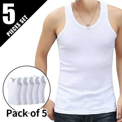 9/5/3 Pack Men's Four Seasons Pure Color Simple Joker Fashion Vest Loose Sports Running Fitness Mountaineering Top Teenager T