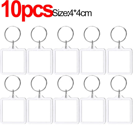 1/20Pcs Blank Acrylic Picture Keychain DIY Clear Insert Photo Split Key Ring Frame Key Chains Couple Anniversary Graduation Gift