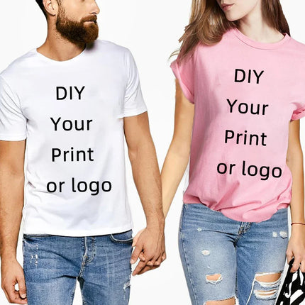 Summer DIY Your Print or Logo Men's T-Shirt Harajuku Casual Customization T-shirt Women's Tops Clothes Short Sleeve Tee Female