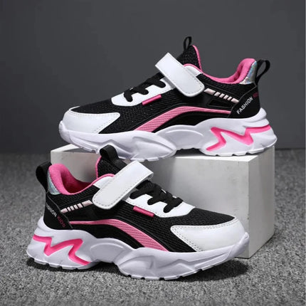 Children's Casual Pink Girls' Mesh Breathable Shoes, Fashionable Lightweight Running Shoes for Teenagers and Students Aged 7-15, Children's Sports Shoes for Girls