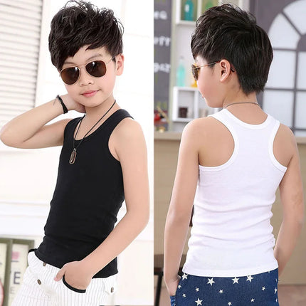 1pc Pure Cotton Kids Underwear Boys Girls Vests Children's Ventilated Vest Tops Student Sport Tank Top Baby Clothes Sleeveless Tee