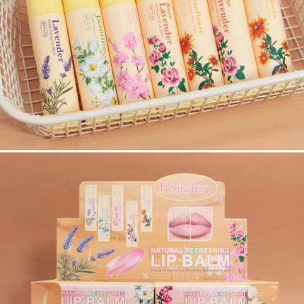 5PCS Deep Moisturizing Lip Balm Set Floral Fragrance Nourishing Lip Mask Lip Care to Reduce Lip Lines & Plump Lips