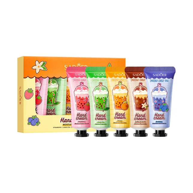 Milk Tea & Fruit Fragrance Hand Cream Set,Moisturizing Nourishing Anti-Dry Hand Lotion,Portable Mini Size,Women Daily Care Gift