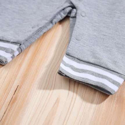 IURNXB Baby Romper Grey Longsleeve Newborn Hooded Baseball Clothes 36 Classic Sport Typography Jersey Kids Infant Jumpsuit 0-18M