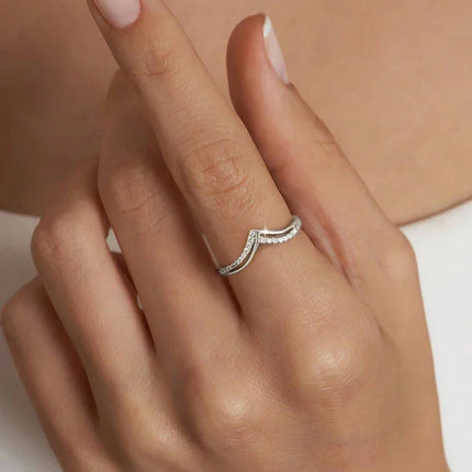 925 Sterling Silver Fashionable Gorgeous V-shaped Zircon Ring For Women Engagement Wedding Luxury High Quality Fine Jewelry