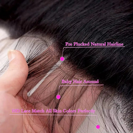 Body Wave HD Lace Closure Human Hair 4x4 13X4 HD Lace Closure Transparent Swiss Lace Pre Pluded 100% Human Hair With Baby Hair