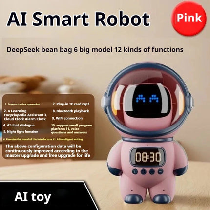 2026 New AI Smart Voice Chat Robot Bluetooth Speaker Digital Alarm Clock Sleep Aid Night Light Kids Home Companion Festival Gift