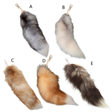 40cm Furry Animal Tails Keychain Gifts Cute Plush Fox Tail Keyrings for Women Bag Backpack Car Key Charms Wholesale