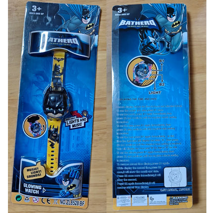 Batman Anime Figure Peripheral Children Plastic Flip Watch Projection Electronic Watch Cartoon Cute Kid's Toy Birthday Gifts