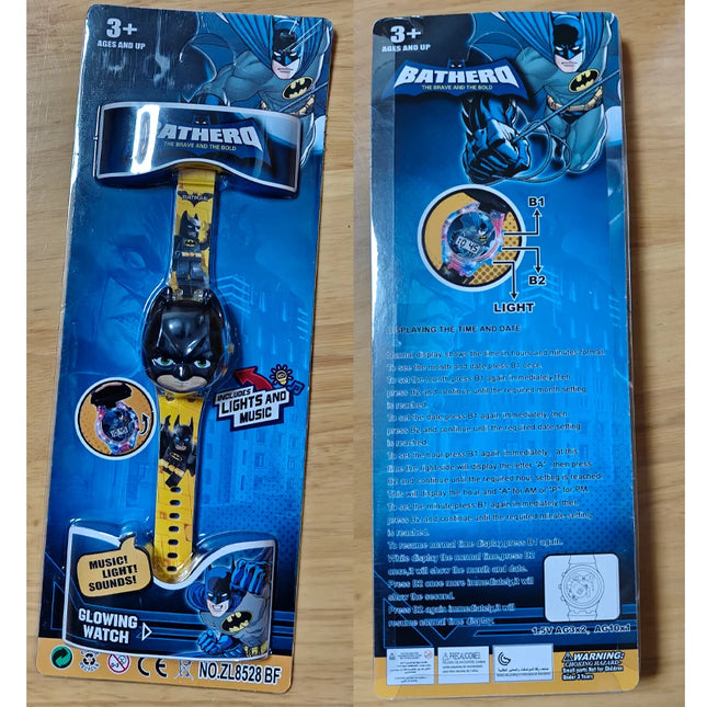 Batman Anime Figure Peripheral Children Plastic Flip Watch Projection Electronic Watch Cartoon Cute Kid's Toy Birthday Gifts