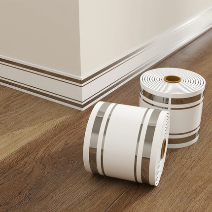 1Roll 10cmx5m Rolled Self-Stick Baseboard Trim-Anti-Collision Wall Waistband Sticker for Living Room Bedroom Home Decor ﻿