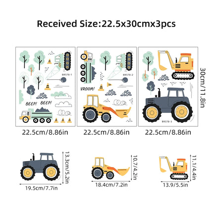 Cartoon Car Construction Truck Furniture Wall Stickers for Kids Room Living Room Wall Decals Baby Child Home Decoration Bedroom