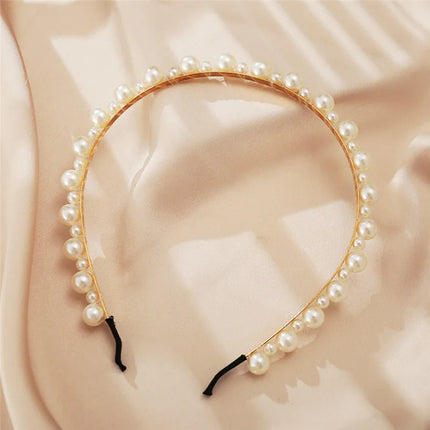 New Simple Full Pearls Women Hairbands Sweet Headband Hair Hoops Holder Ornament Head Band Lady Elegant Fashion Hair Accessories