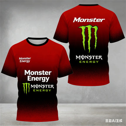Men's summer short-sleeved sports T-shirt with 3D print of Monster Energy, quick-drying and moisture-absorbing cycling sportswear