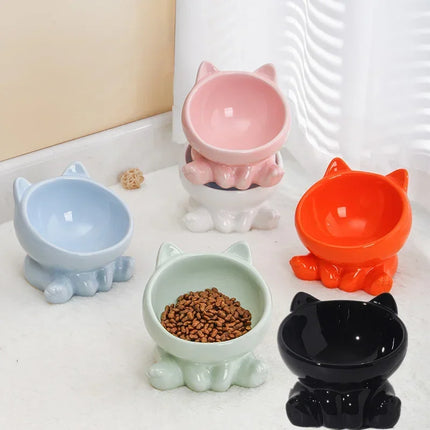 Ceramic Pet Food Bowl Tilt High Bottom Neck Protector Bowl Antichoking Dog and Cat Water Bowl Antidumping Dog Feeding Supplies