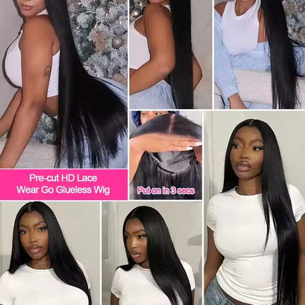 13x4 13x6 Hd Bone Straight Transparent Lace Front Wig Human Hair 40 Inch Pre Plucked Lace Frontal Wigs 250 Density