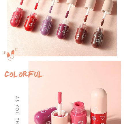 Pudaier mini capsule lip glaze, non-stick and non-fading lip gloss, mirror-finished moisturizing lip gloss