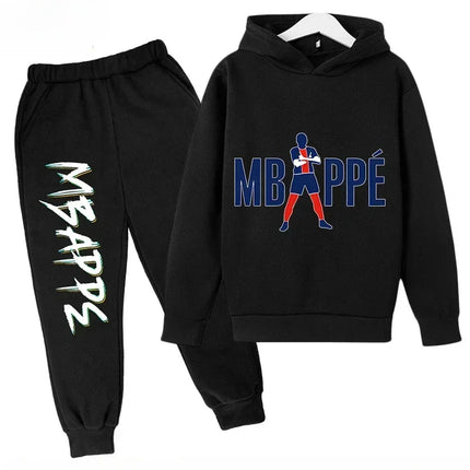 Spring Autumn Children's Hoodie Set Mbappe Print Plus Sweatshirt Pants Suits Sports Kid Tracksuit 2-piece Set Boys Girls Clothes