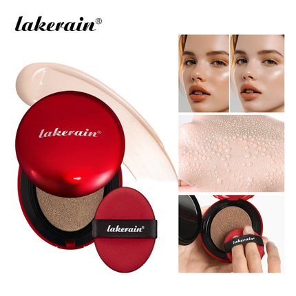 LAKERAIN 12 Color Red Shell Air Cushion Foundation Natural Coverage Lightweight Breathable Air Cushion Foundation