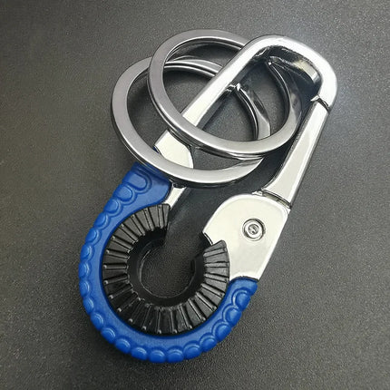 3pcs Keychain Men Stainless Steel Buckle Outdoor Carabiner Climbing Tool Double Ring Car Fishing Hook Key Ring Accessories