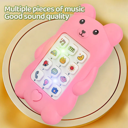 Cute Bear Baby Phone Toy Music Sound Telephone Sleeping Toys Simulation Phone with Lights Kids Early Educational Toy Kids Gifts