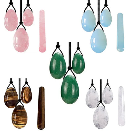 Natural Quartz Yoni Egg Set Kegel Exerciser Balls Vginal Balls Muscle Jade Eggs Massager Vaginal Tightening Natural Jade