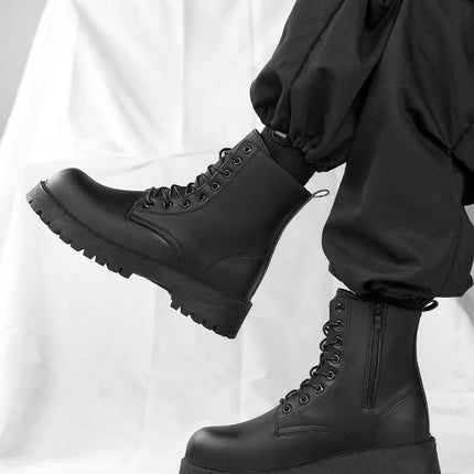 Couple's casual boots four season men's and women's high top leather boots fashion thick soled non slip plus size outdoor boots