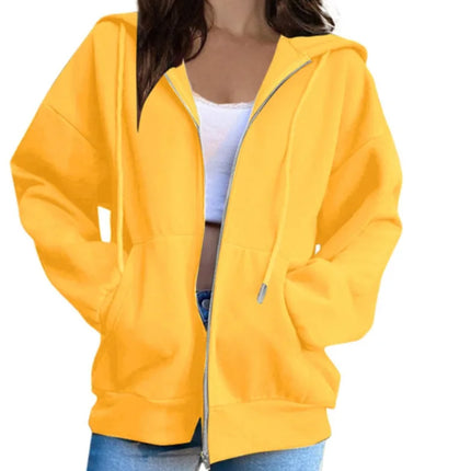 Women Men Oversized Zip Up Hoodie Sports Solid Loose Full Zipper Hooded Sweatshirt Casual Pocket Streetwear Soft Hooded Jacket