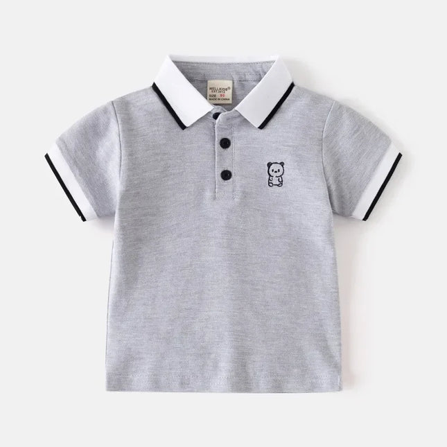 HoneyCherry Children's Short-sleeved T-shirt New Boys Polo Shirt Baby Half-sleeve Embroidery Tops Kids Designer Clothes